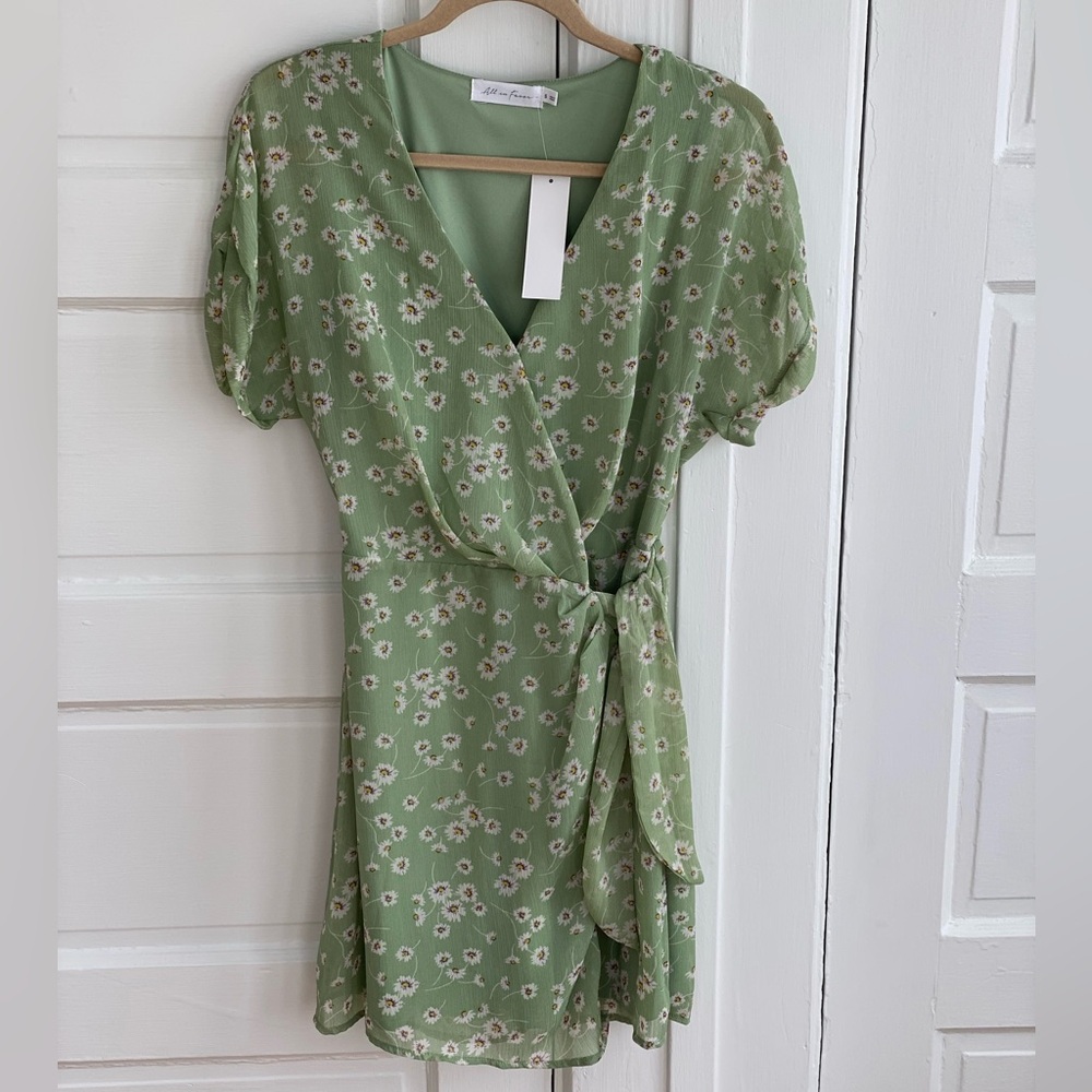 All in Favor Sage Floral Midi Dress